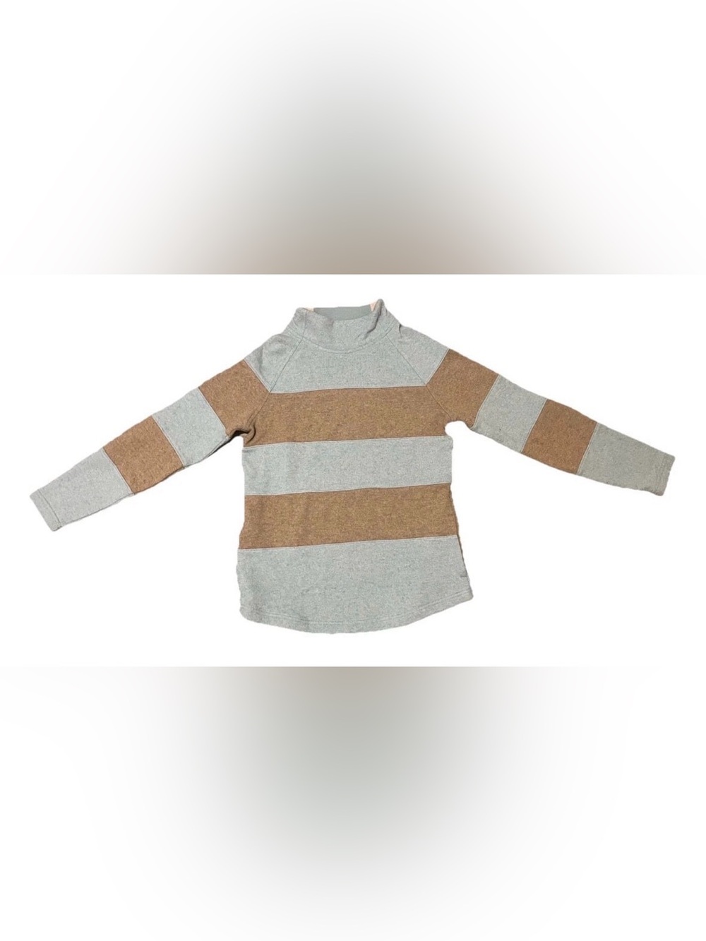 Prana DessauWool Blend Striped Sweater Womens M Blue Tan Pockets Hiking Outdoor